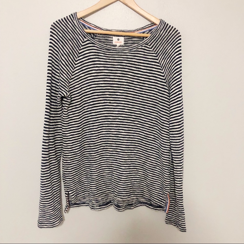 Sundry Black and White Striped Sweater